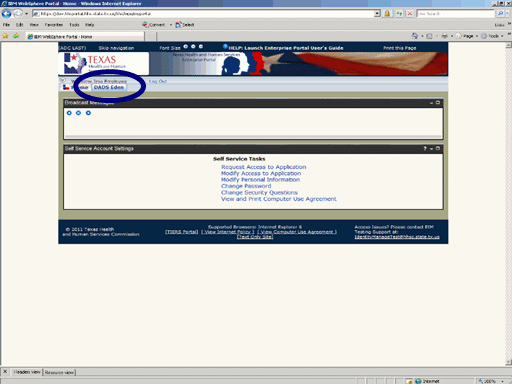 Screenshot of Enterprise Portal Home Page